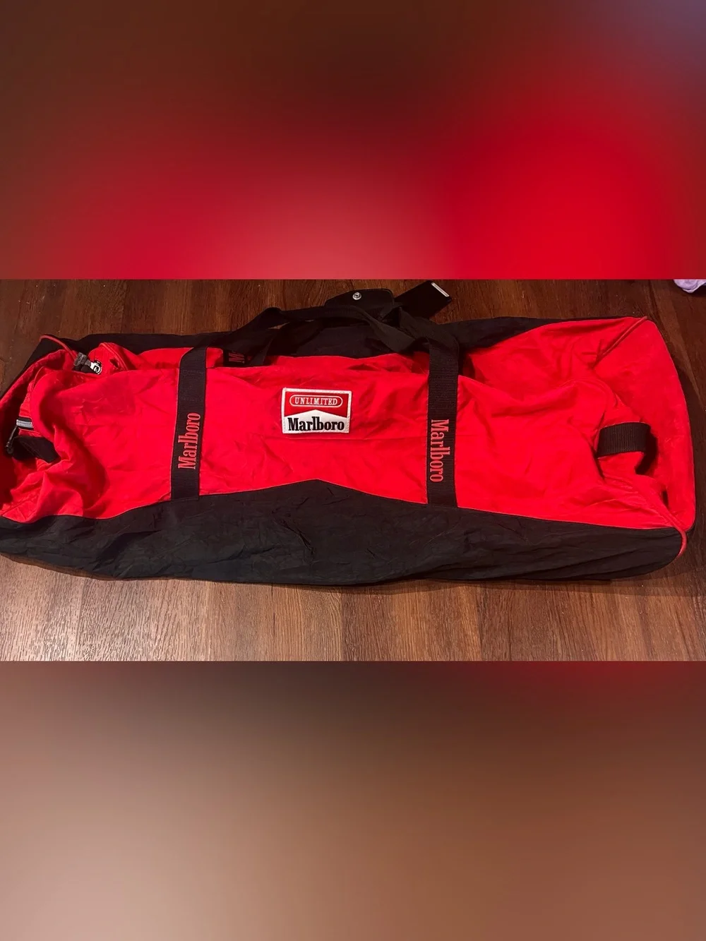 Vintage 1990s Marlboro Unlimited Red Rolling Duffle bag XL - 36